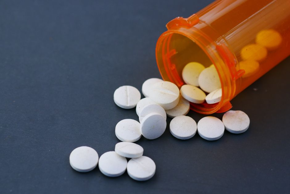Bottle of oxycodone tablets prescribed for acute pain relief